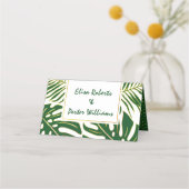 Tropisch groen verlaat moderne bruiloft gevouwen e (Achterkant)