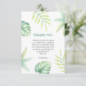 Tropisch groen Waterverf groen Baby shower Bedankkaart (Staand voorkant)