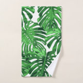 Tropisch groen wit Oerwoud bladeren Bad Handdoek (Handdoek)