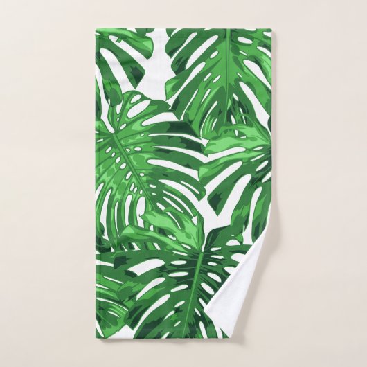 Tropisch groen wit Oerwoud bladeren Bad Handdoek (Handdoek)