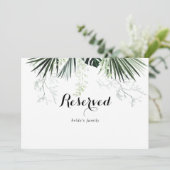 Tropisch groen witte trouwdag gereserveerd bord (Staand voorkant)