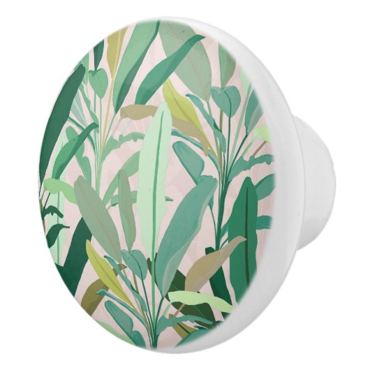Tropisch groene bananen laten roze patronen zien keramische knop (Rechts)