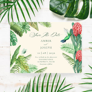 Tropisch groene bladeren jungle  save the date