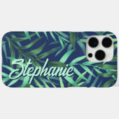Tropisch groene en blauwe bladeren Aangepaste naam Case-Mate iPhone Case (Achterkant (horizontaal))