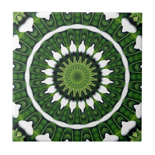 Tropisch groene mandala tegeltje (Voorkant)