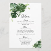 Tropisch Groene Monstera Leaves Wedding Menu (Voorkant)