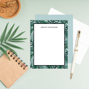 Tropisch groene palm Monstera-bladeren Aangepaste Notitiekaartje
