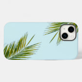 Tropisch groene palmblad op lichtblauw Case-Mate iPhone case (Achterkant (horizontaal))