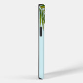 Tropisch groene palmblad op lichtblauw Case-Mate iPhone case (Achterkant / Rechts)
