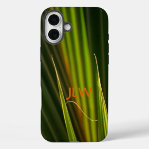 Tropisch groene palmbladeren aanpasbaar iPhone 16 plus hoesje