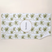 Tropisch groene witte palmbomen strandlaken (Voorkant)