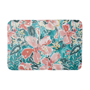 Tropisch Hallo Hibiscus Waterverf Floral Pattern Badmat
