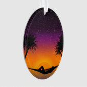 Tropisch Hammock Sunset Silhouette Design Ornament (voorkant)