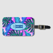 Tropisch Hawaïaans Blauw Bagagelabel (Voorkant (horizontaal))