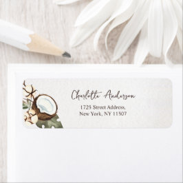 Tropisch Hawaïaans Bloemen & Kokosnoot Retouradres Etiket