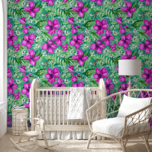 Tropisch Hawaïaans eiland bloemen kust chique Behang