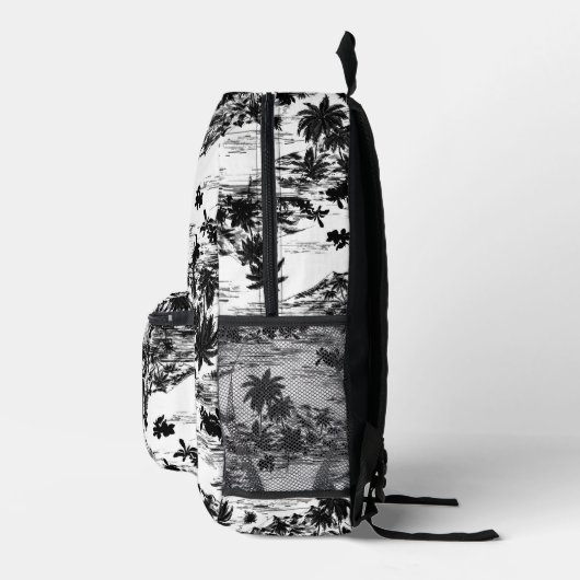 Tropisch Hawaïaans Eiland Zwart-wit Monogram Bedrukte Rugzak (Rechts)