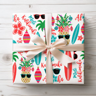 Tropisch Hawaiaans Mele Kalikimaka Kerstmis Cadeaupapier