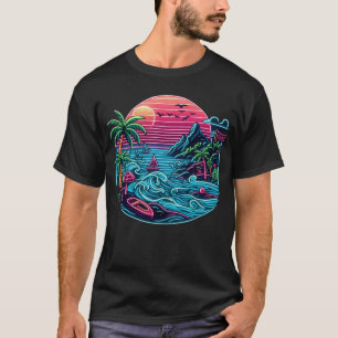 Tropisch/Hawaïaans neonstrand T-shirt