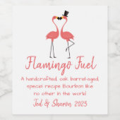 Tropisch Hawaiaans strand roze flamingo bruiloft Wijn Etiket (Enkel label)