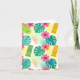 Tropisch Hawaïaans Tiki-patroon voor Feesten Bruil