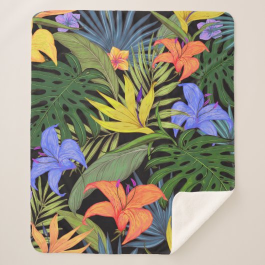 Tropisch Hawaii Aloha Flower Graphic Sherpa Deken (Voorkant)