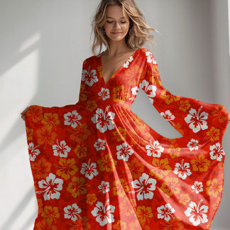 Tropisch Hawaiiaans Hibiscus bloemmotief Stof