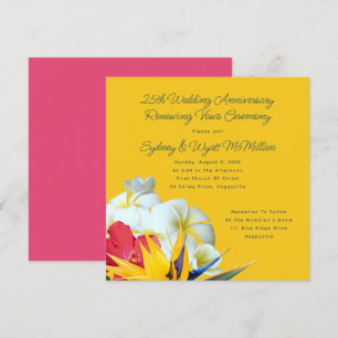 Tropisch Hawaiian Floral Jubileum Vows Invitati Kaart