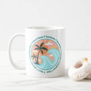 Tropisch Hawaiian Island Palm Trees Good Vibes Koffiemok