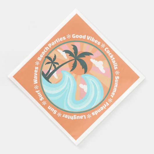 Tropisch Hawaiian Island Palm Trees Good Vibes Servet (Hoek)