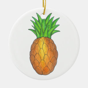 Tropisch Hawaiian Island Pineappels Fruit Welkom Keramisch Ornament