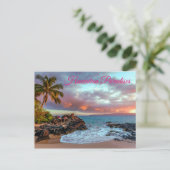 Tropisch Hawaiian Palm Tree Sandy Beach Paradise Briefkaart (Staand voorkant)