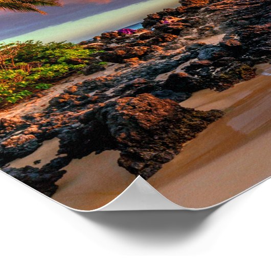 Tropisch Hawaiian Palm Tree Sandy Beach Paradise Poster (Hoek)