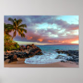 Tropisch Hawaiian Palm Tree Sandy Beach Paradise Poster (Voorkant)