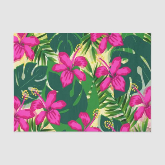 Tropisch Hawaiian Style Floral Patroon Tissuepapier (Voorkant)