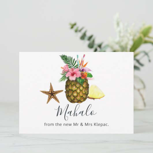 Tropisch Hawaiian Summer Weddenschap Bedankkaart (Staand voorkant)