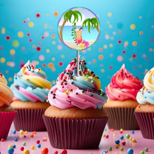 Tropisch Hawiian Luau Cupcake Stickers