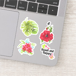 Tropisch, helder monster verlaat waterverf sticker