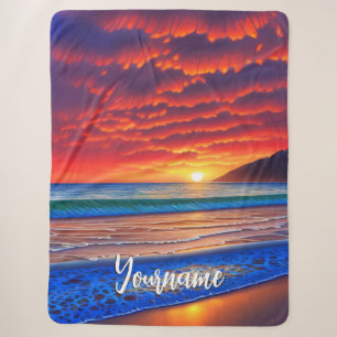 Tropisch heldere Ocean Sunset Sky Sherpa Deken