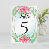 Tropisch Hibiscus Beach bruiloft Table Number Kaart (Staand voorkant)