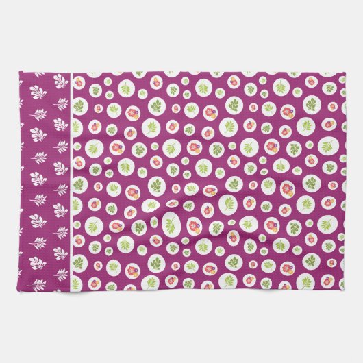 Tropisch Hibiscus blad illustratiepatroon Theedoek (Horizontaal)