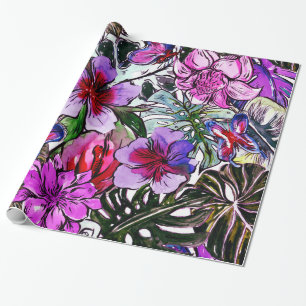 Tropisch HIbiscus Exotic Oerwoud Flowers Cadeaupapier