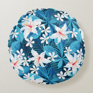 Tropisch Hibiscus Floral Pattern 2 Rond Kussen