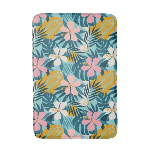 Tropisch Hibiscus Floral Pattern Badmat (Voorkant Verticaal)