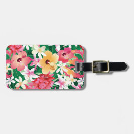 Tropisch Hibiscus Floral Pattern Bagagelabel