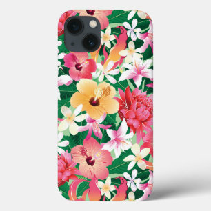 Tropisch Hibiscus Floral Pattern iPhone 13 Hoesje