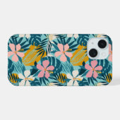 Tropisch Hibiscus Floral Pattern iPhone 15 Hoesje (Achterkant horizontaal)