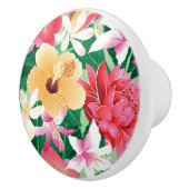 Tropisch Hibiscus Floral Pattern Keramische Knop (Rechts)