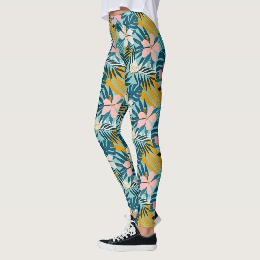 Tropisch Hibiscus Floral Pattern Leggings (Links)