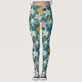 Tropisch Hibiscus Floral Pattern Leggings (Voorkant)